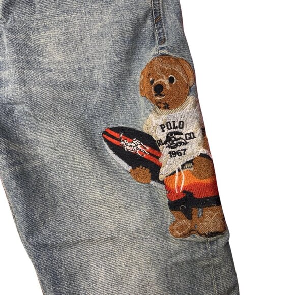 RARE Polo Ralph Lauren Jeans Mens Fit 30x28 Polo Bear Hit Emboridered Y2K - Picture 1 of 11